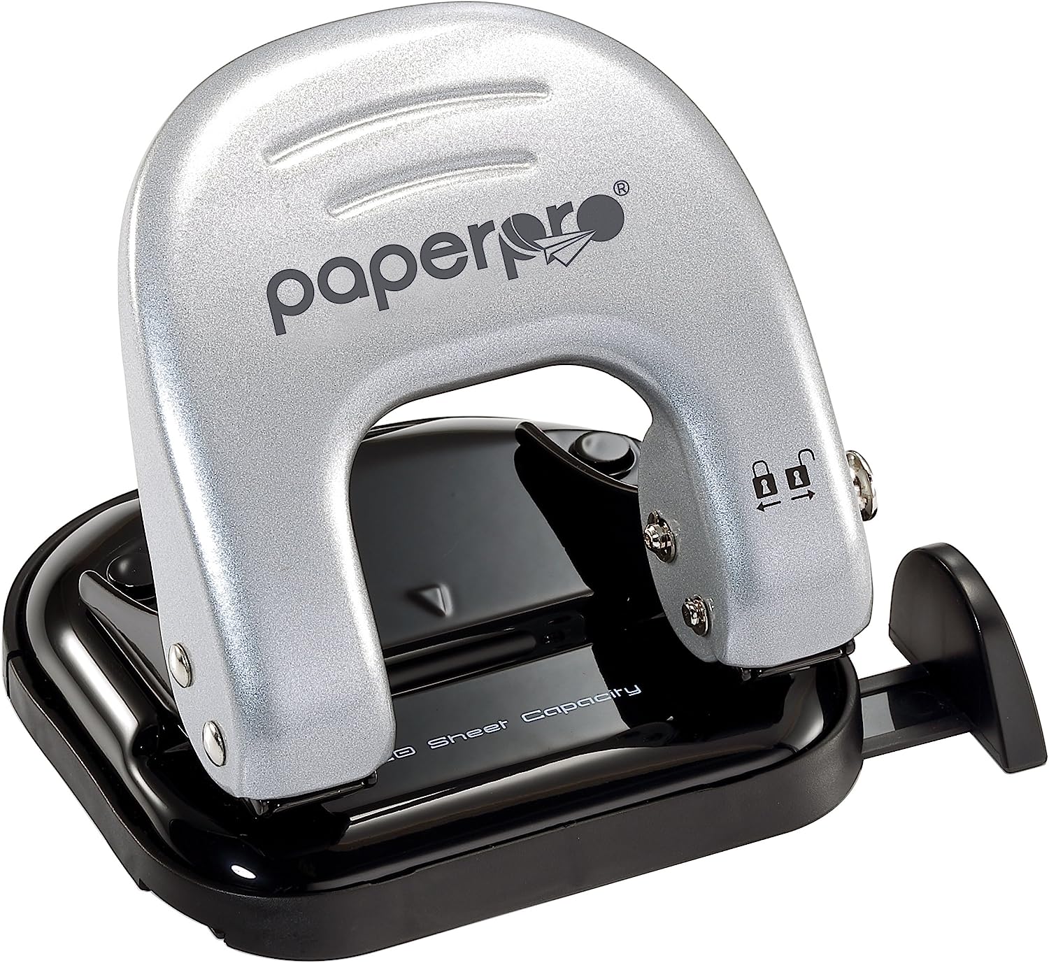 Bostitch Office EZ Squeeze Reduced Effort 2-Hole Punch, 20 Sheets, Locking Handle, Silver (2310) - Image 8